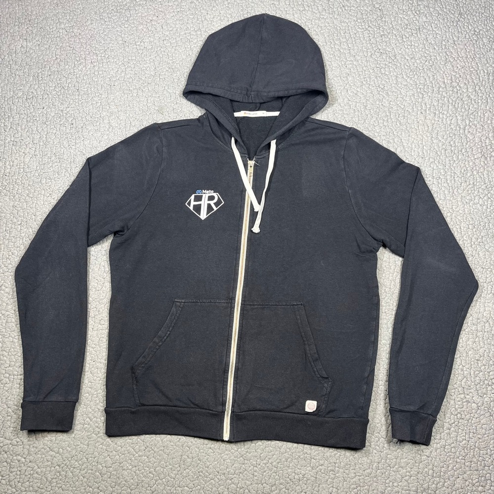 Marine Layer Hoodie Mens M Meta HR Biz Kids Graphic Zip Up Black Made in USA